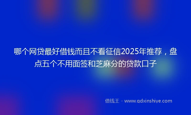 哪个网贷最好借钱而且不看征信2025年推荐，盘点五个不用面签和芝麻分的贷款口子