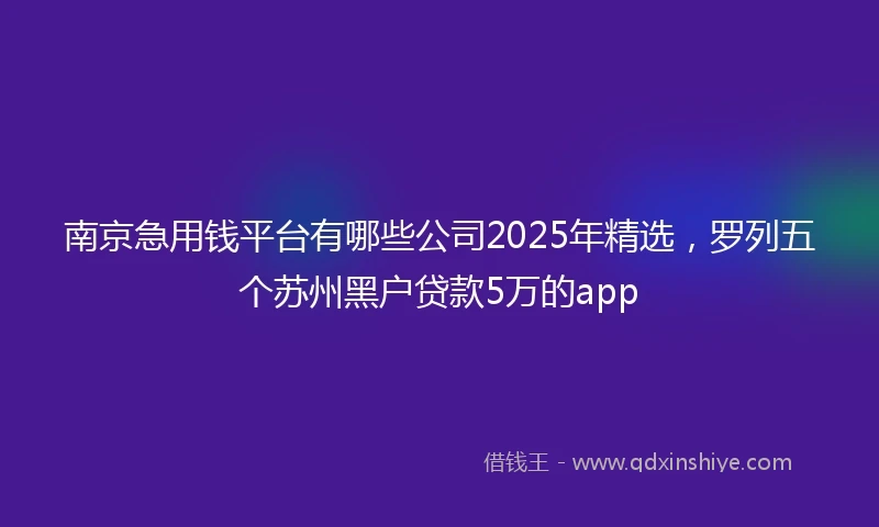 南京急用钱平台有哪些公司2025年精选，罗列五个苏州黑户贷款5万的app