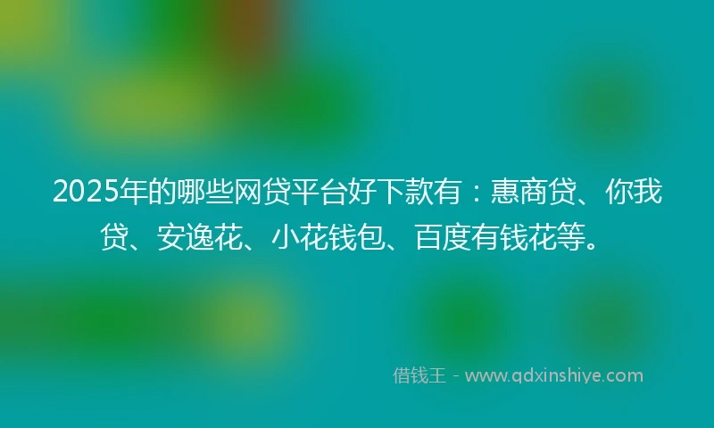 2025年的哪些网贷平台好下款有：惠商贷、你我贷、安逸花、小花钱包、百度有钱花等。