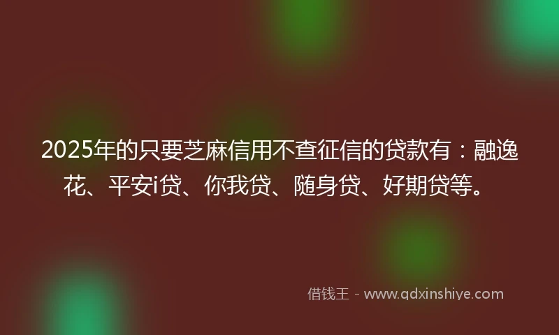 2025年的只要芝麻信用不查征信的贷款有：融逸花、平安i贷、你我贷、随身贷、好期贷等。