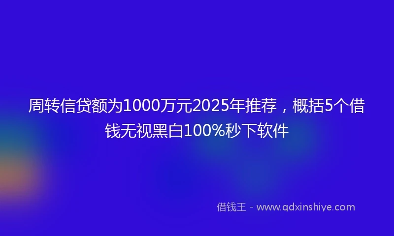 周转信贷额为1000万元2025年推荐，概括5个借钱无视黑白100%秒下软件