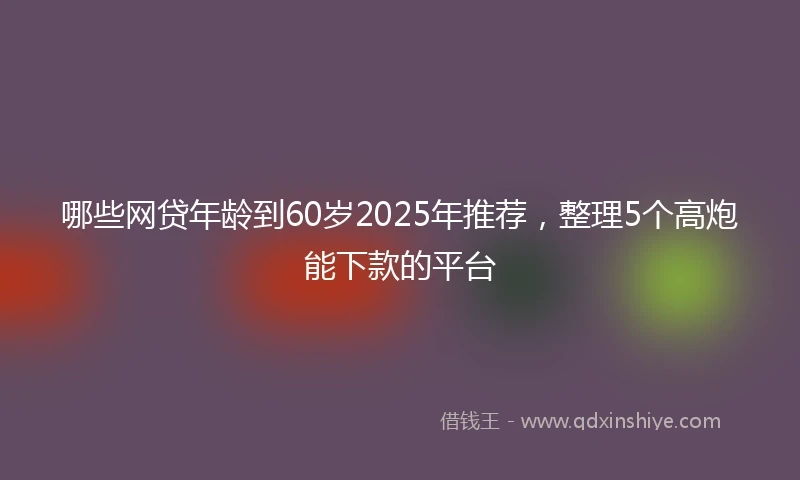 哪些网贷年龄到60岁2025年推荐，整理5个高炮能下款的平台