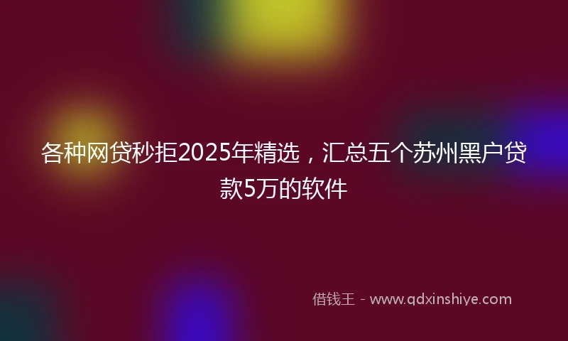 各种网贷秒拒2025年精选，汇总五个苏州黑户贷款5万的软件