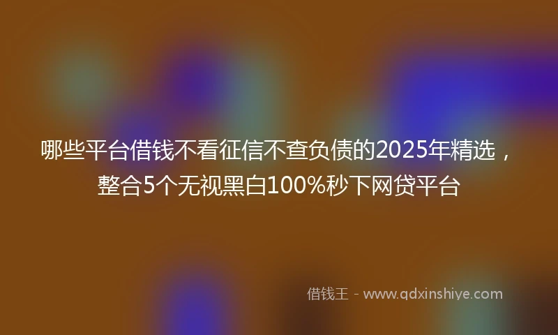哪些平台借钱不看征信不查负债的2025年精选，整合5个无视黑白100%秒下网贷平台