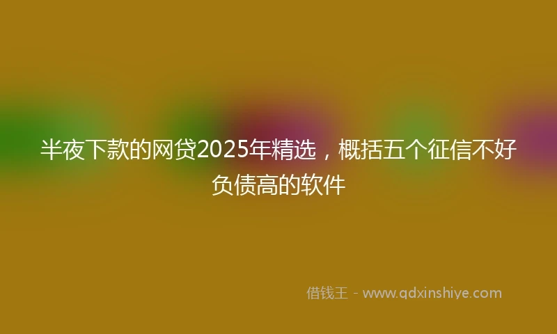 半夜下款的网贷2025年精选，概括五个征信不好负债高的软件