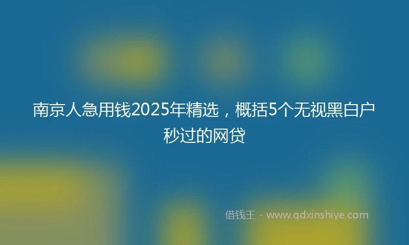 南京人急用钱2025年精选，概括5个无视黑白户秒过的网贷