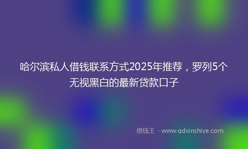 哈尔滨私人借钱联系方式2025年推荐，罗列5个无视黑白的最新贷款口子