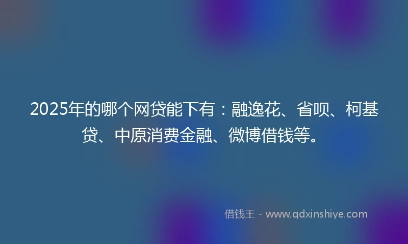 2025年的哪个网贷能下有：融逸花、省呗、柯基贷、中原消费金融、微博借钱等。