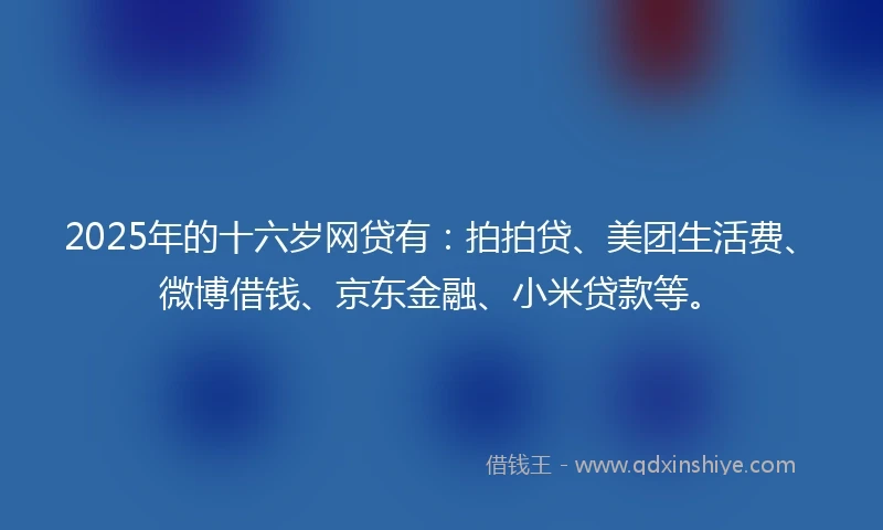 2025年的十六岁网贷有：拍拍贷、美团生活费、微博借钱、京东金融、小米贷款等。