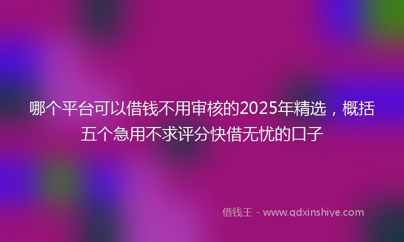 哪个平台可以借钱不用审核的2025年精选，概括五个急用不求评分快借无忧的口子