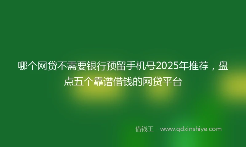 哪个网贷不需要银行预留手机号2025年推荐，盘点五个靠谱借钱的网贷平台