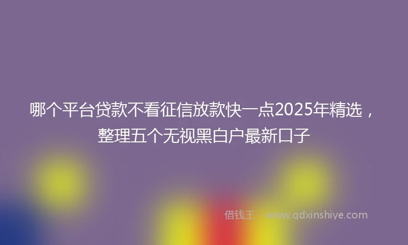哪个平台贷款不看征信放款快一点2025年精选，整理五个无视黑白户最新口子
