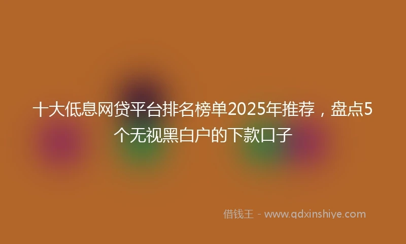 十大低息网贷平台排名榜单2025年推荐，盘点5个无视黑白户的下款口子