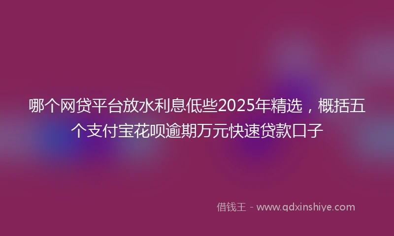 哪个网贷平台放水利息低些2025年精选，概括五个支付宝花呗逾期万元快速贷款口子