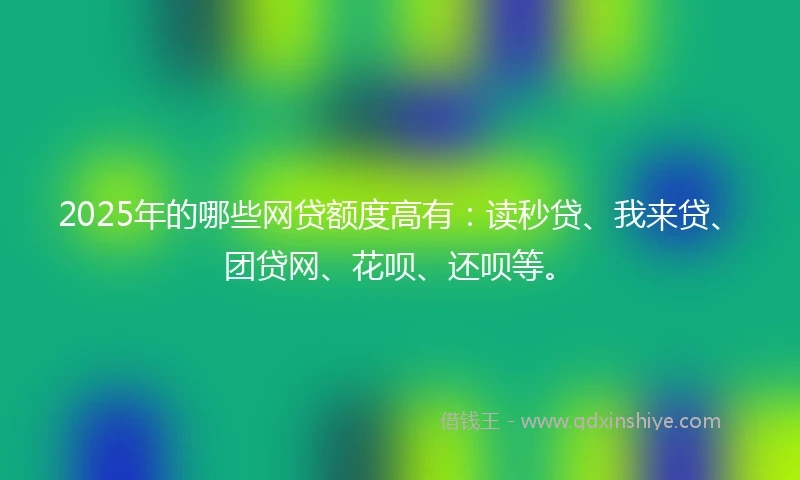 2025年的哪些网贷额度高有：读秒贷、我来贷、团贷网、花呗、还呗等。