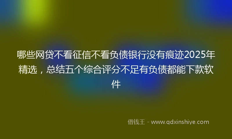 哪些网贷不看征信不看负债银行没有痕迹2025年精选，总结五个综合评分不足有负债都能下款软件