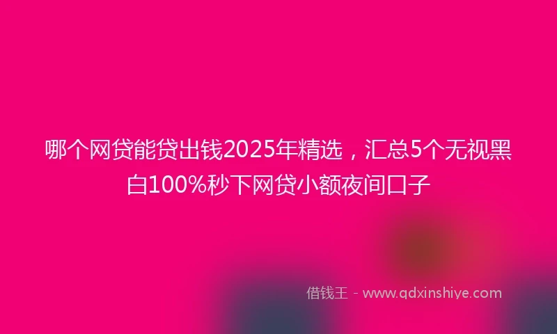 哪个网贷能贷出钱2025年精选，汇总5个无视黑白100%秒下网贷小额夜间口子