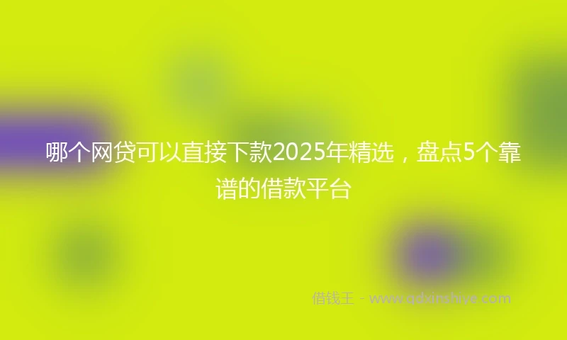 哪个网贷可以直接下款2025年精选，盘点5个靠谱的借款平台