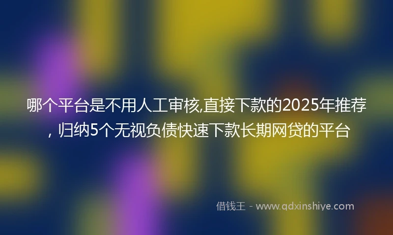 哪个平台是不用人工审核,直接下款的2025年推荐，归纳5个无视负债快速下款长期网贷的平台