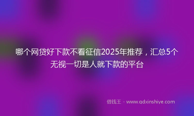 哪个网贷好下款不看征信2025年推荐，汇总5个无视一切是人就下款的平台