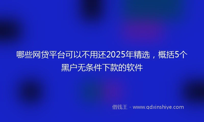 哪些网贷平台可以不用还2025年精选，概括5个黑户无条件下款的软件