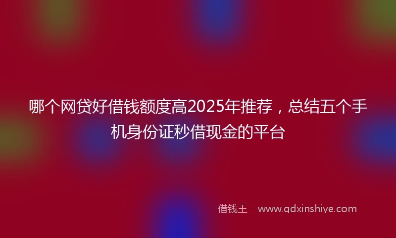 哪个网贷好借钱额度高2025年推荐，总结五个手机身份证秒借现金的平台