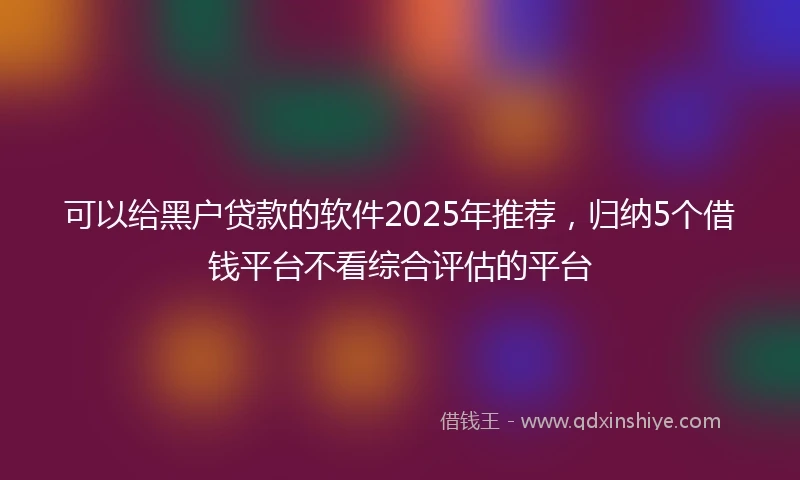 可以给黑户贷款的软件2025年推荐，归纳5个借钱平台不看综合评估的平台