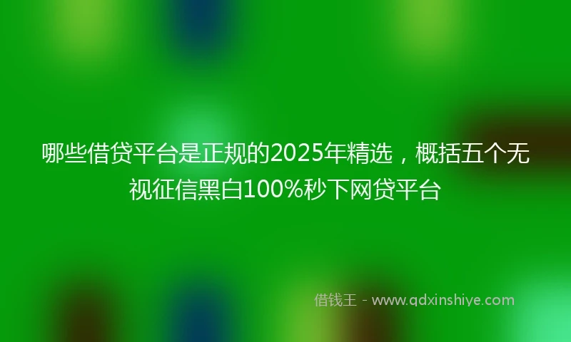 哪些借贷平台是正规的2025年精选，概括五个无视征信黑白100%秒下网贷平台