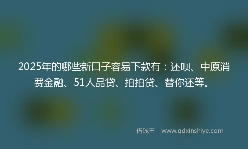 2025年的哪些新口子容易下款有：还呗、中原消费金融、51人品贷、拍拍贷、替你还等。