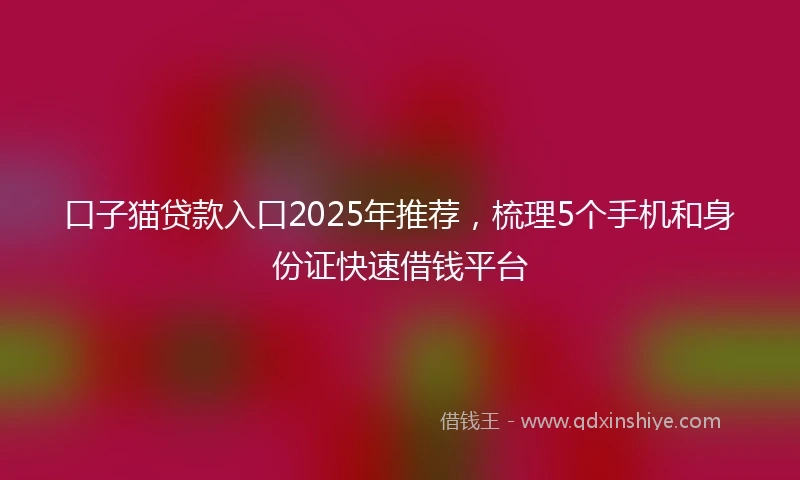 口子猫贷款入口2025年推荐,梳理5个手机和身份证快速借钱平台