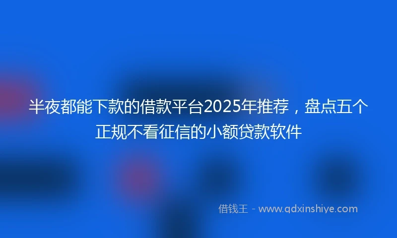 半夜都能下款的借款平台2025年推荐，盘点五个正规不看征信的小额贷款软件