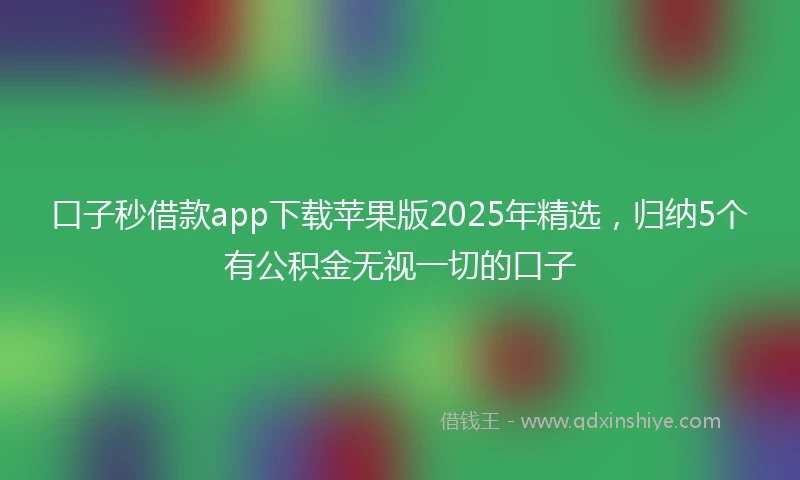 口子秒借款app下载苹果版2025年精选，归纳5个有公积金无视一切的口子