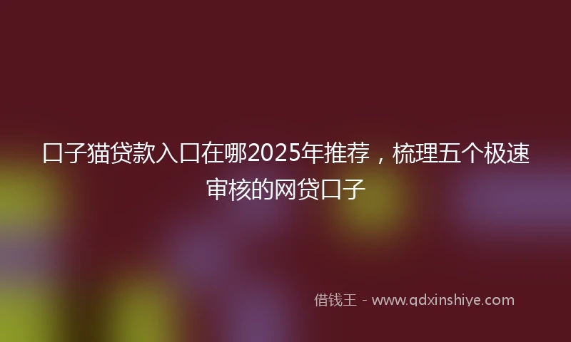 口子猫贷款入口在哪2025年推荐，梳理五个极速审核的网贷口子