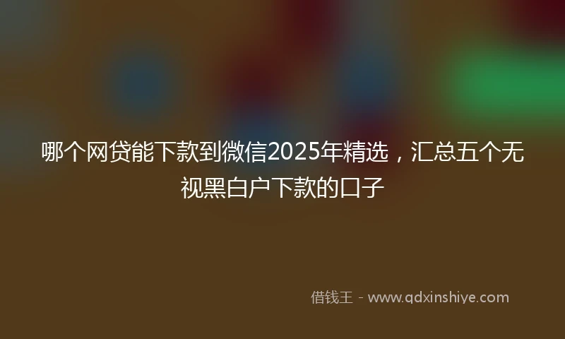 哪个网贷能下款到微信2025年精选，汇总五个无视黑白户下款的口子