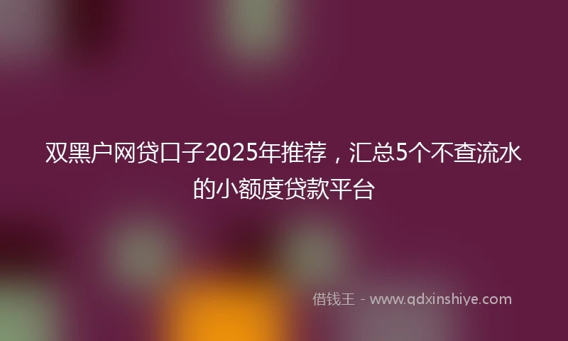 双黑户网贷口子2025年推荐，汇总5个不查流水的小额度贷款平台