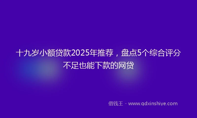 十九岁小额贷款2025年推荐，盘点5个综合评分不足也能下款的网贷