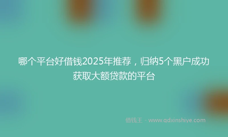哪个平台好借钱2025年推荐，归纳5个黑户成功获取大额贷款的平台