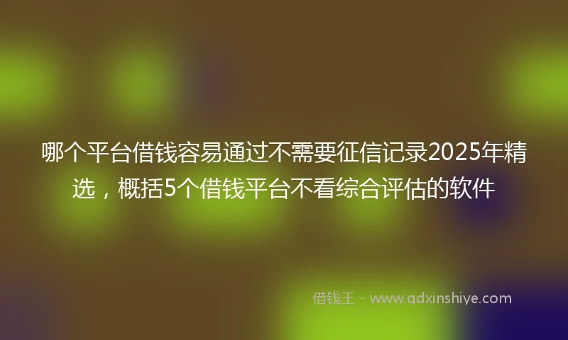 哪个平台借钱容易通过不需要征信记录2025年精选，概括5个借钱平台不看综合评估的软件