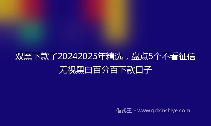双黑下款了20242025年精选,盘点5个不看征信无视黑白百分百下款口子