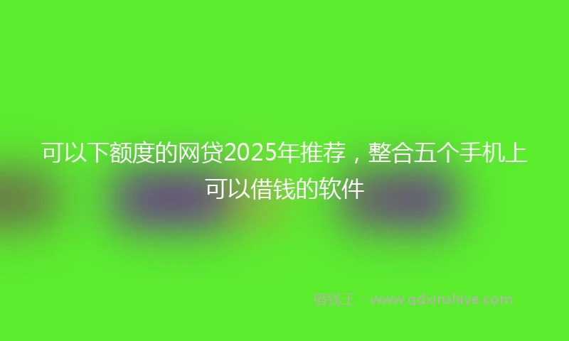 可以下额度的网贷2025年推荐，整合五个手机上可以借钱的软件