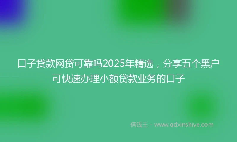口子贷款网贷可靠吗2025年精选,分享五个黑户可快速办理小额贷款业务的口子