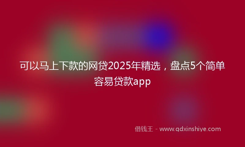 可以马上下款的网贷2025年精选，盘点5个简单容易贷款app