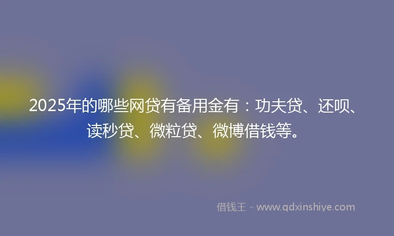 2025年的哪些网贷有备用金有：功夫贷、还呗、读秒贷、微粒贷、微博借钱等。