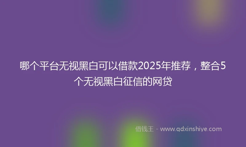 哪个平台无视黑白可以借款2025年推荐，整合5个无视黑白征信的网贷