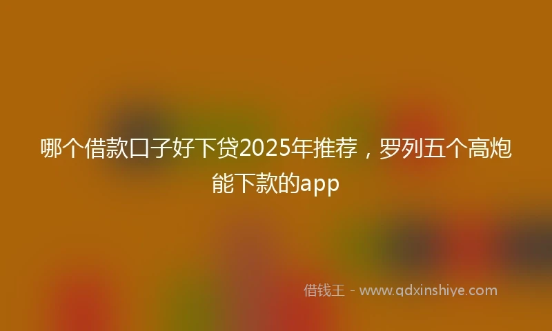 哪个借款口子好下贷2025年推荐，罗列五个高炮能下款的app