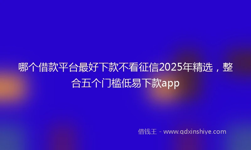 哪个借款平台最好下款不看征信2025年精选，整合五个门槛低易下款app