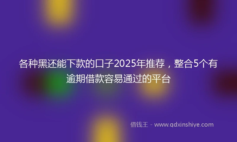 各种黑还能下款的口子2025年推荐，整合5个有逾期借款容易通过的平台