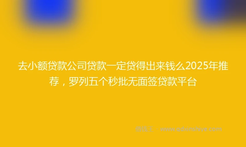 去小额贷款公司贷款一定贷得出来钱么2025年推荐，罗列五个秒批无面签贷款平台