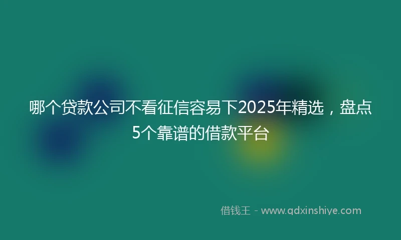 哪个贷款公司不看征信容易下2025年精选，盘点5个靠谱的借款平台