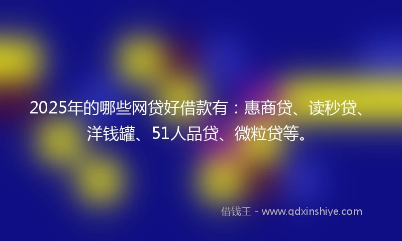 2025年的哪些网贷好借款有：惠商贷、读秒贷、洋钱罐、51人品贷、微粒贷等。